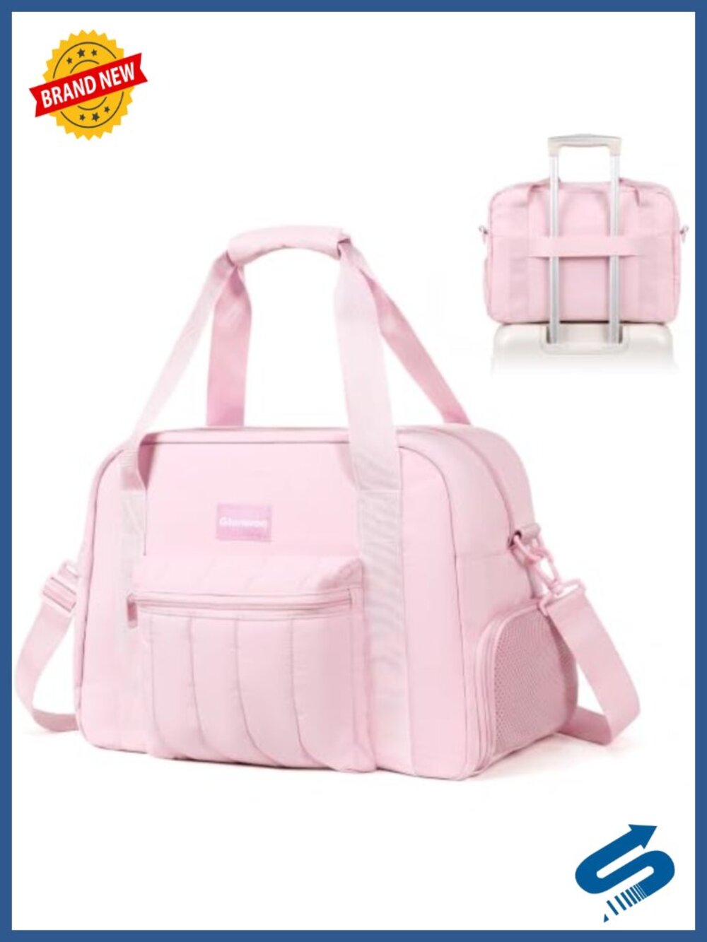 Puffer Quilted Gym Duffel Bag with Shoe Compartment Weekender